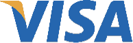 VISA logo featuring the word 'VISA' in blue with an orange checkmark.